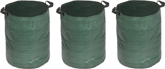 3x stuks groene tuinafvalzakken opvouwbaar 120 liter - Tuinafvalzakken - Tuin schoonmaken/opruimen - Tuinonderhoud van Merkloos	