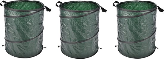 3x stuks pop-up tuinafvalzak - groen - 130 liter - afval - opruimen - vuilnis - tuinafval van Merkloos	