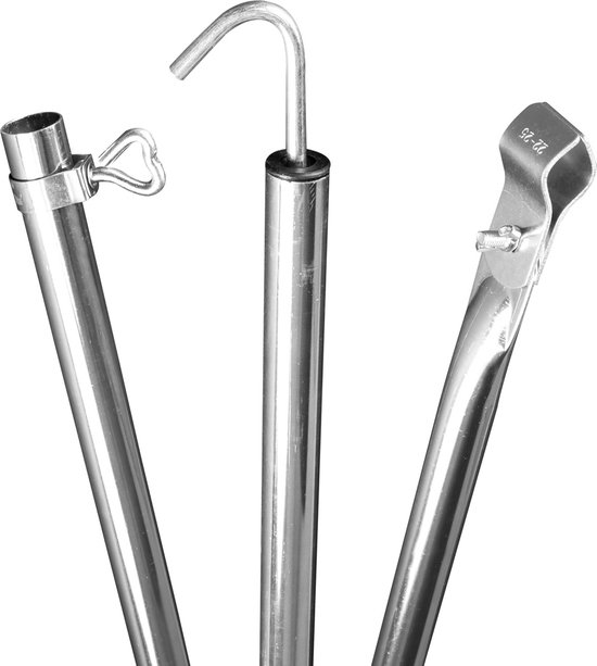 3x Telescopische Stalen Dakstang met Klem en Haak voor Tent, Luifel of Voortent (190-290 cm) van Merkloos	