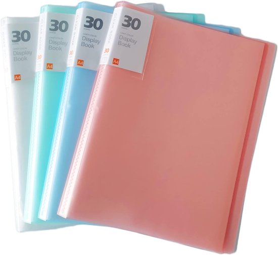 4-Delige A4 PP-Notitieboekje, 30 Pagina's Transparante Binder, A4-Ringband, Gebruikt om Handgeschreven Partituren Te Bekijken, Ordenen en Op Te Slaan (4 Kleuren) van Merkloos	