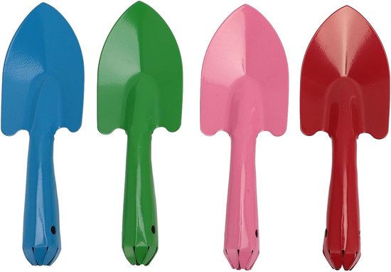 4-delige Mini Kleurrijke Metalen Handschep, Tuinschepset Kleurrijke Metalen Handtroffel voor Bloemgrond Planten Graven Verplanten van Cimjoy