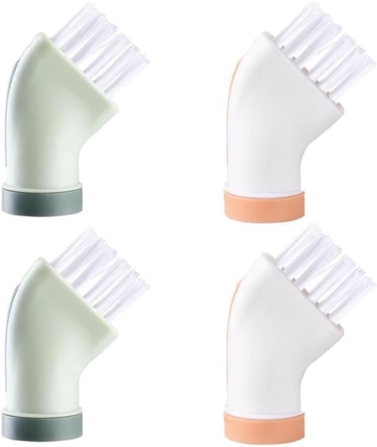 4-delige multifunctionele reinigingsborstelset, compatibel met waterflessen voor nat of droog gebruik, met voegenreinigingsborstels (2 witte + 2 groene) reinigingsborstels, mini-borstel