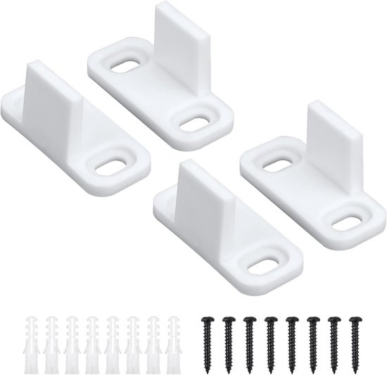 4-Delige Schuurdeur Vloergeleiderset, Kunststof Schuurdeurbeslag Schuifdeurkastdeur Vloergeleider Schuifdeurrail Zakdeurgeleider Bypass-Deurgeleider (Wit) van Moxom