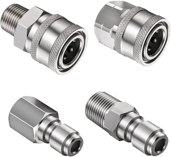 4-delige set hogedrukreiniger-koppelingen (3/8 inch), 3/8-inch NPT-snelkoppeling, hogedrukreiniger-koppelingen met binnendraad
