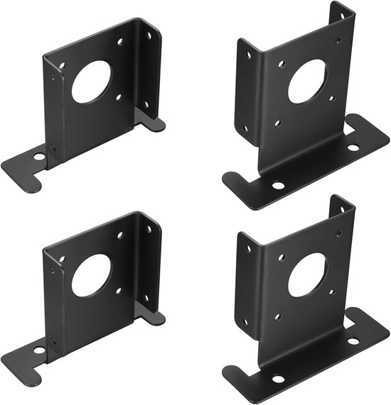 4-delige set schuttingpaalbeugels, verstelbare paalbeugel met schroefdraad, verankeringsvoet Geschikt voor terraspalen van Merkloos	