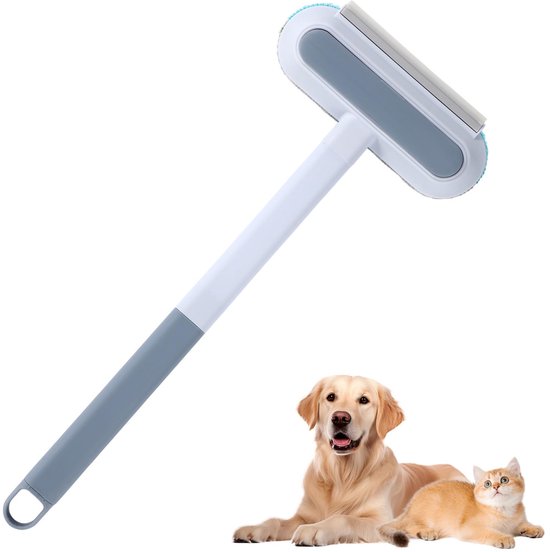 4-in-1 huisdierhaarverwijderaar, multifunctionele katten- en hondenhaarborstel met lange steel, herbruikbare pluizenborstel voor meubels, banken, tapijten, kleding, ramen en smalle ruimtes van Merkloos	