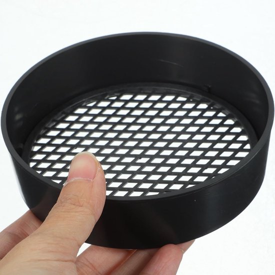 4-in-1 Tuinzeef - Ronde Zeef - Zandzeef - Kunststof - Grondzeef - Steenzeef - Tuingereedschap - voor Compost en Aarde - Diameter 12cm - Zwart