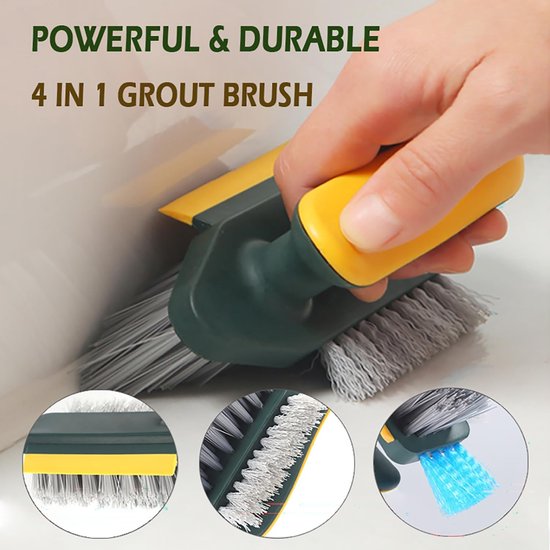 4-in-1 Voegenborstel met schraper, V-vormige voegenborstel voor tegelvloeren, voegborstel met stijve borstelharen voor douche, badkamer, hoeken, plinten, keuken, huishouden - Groen van Merkloos	
