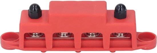 4 M8-studs Zwaar Belastbaar Stroomverdeelblok - Busbar-module voor RV 48 VDC 250 A (rood)