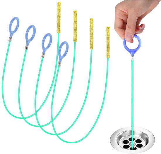4 Pack Afvoer Snake Sink Unblocker Tools, 35,5 Inch Anti-Break Staal Wastafel Douche Ontstopper Tool, Klomp Cleaner met Twist Handvat voor Badkamer, Bad Drain Hair Remover Borstel
