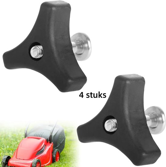4-pack - Grasmaaier handvat schroeven - Universele grasmaaier moeren en bouten - Grasmaaier accessoires, vervangende bouten, driehoekige handgrepen, geschikt voor de meeste grasmaaiers van Merkloos	