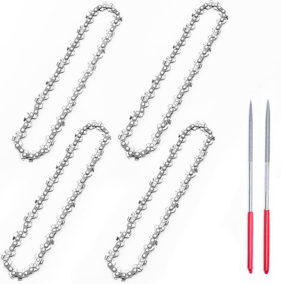 4-Pack Vervangende Kettingschakels voor 6-Inch Mini Kettingzagen - Inclusief Vijl van Merkloos	