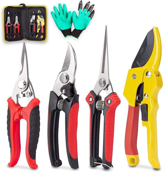 4 Packs Tuin Snoeischaar Cutter Clippers - Roestvrij Staal Scherpe Snoeischaar - Professionele Bypass Snoeien Handgereedschap