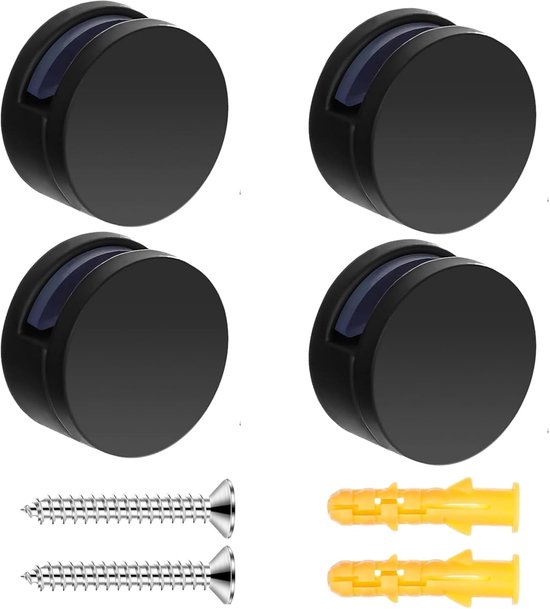 4 Pcs Clamp Mount Mirror Clips - Glass Clamp Bathroom - Zinc Alloy Mirror Holder - Multifunctionele Ronde Spiegelhouder voor Badkamer - Woonkamer en Publieke Ruimtes van Merkloos	