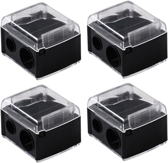 4 Pcs Pencil Sharpener - Cosmetische Pens - Draagbare Dubbele Puntenslijper - Make-up Potlood Slijper - Zwart Make-up Potlood - Lip Liner - Eyeliner Potlood van Merkloos	