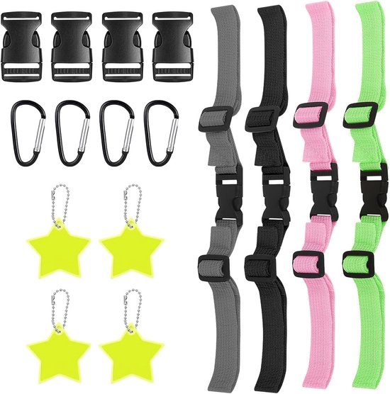 4 Pcs Rugzak Set - Verstelbare Borstriem voor Schooltas - Antislip Duurzame Borstriem - Rugzakriem met Snelsluiting - Rugzak voor Kinderen - Joggen - Wandelen van Merkloos	