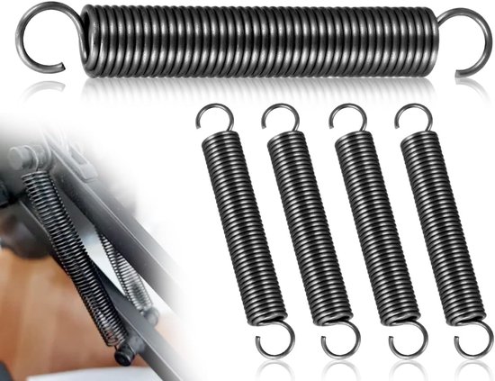 4 pcs tensile springs - roestvrij staal - kleine spanners met haken - dubbele haak veerstaal - 70mm vrije lengte - buitendiameter 10mm - draaddiameter 1.2mm - geschikt voor de meeste scenario's van Merkloos	