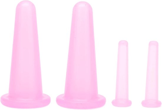 4-Piece Facial Cup Therapy Set - Vacuum Sucking Massage Bales voor Nek en Ooghuid - Fascia Loslaten, Lymfedrainage of Natuurlijke Pijnverlichting (Roze) van Merkloos	