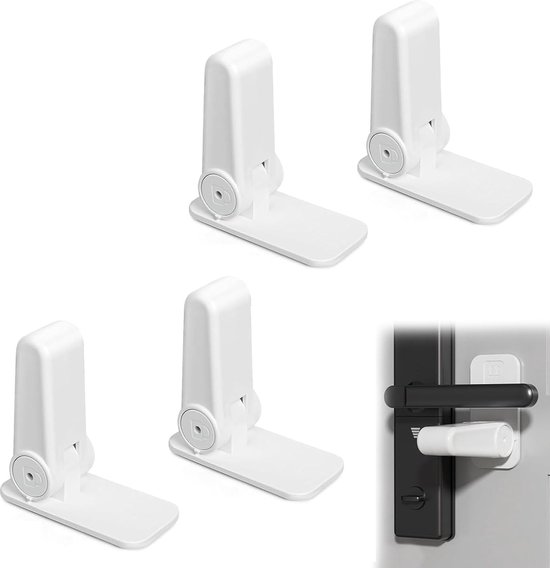 4-Piece Kindveilige Deurslot - Multifunctionele Zelfklevende Deurgreep Veiligheidslock voor Kinderen - Deurklink en Raamhandgreep van Merkloos	