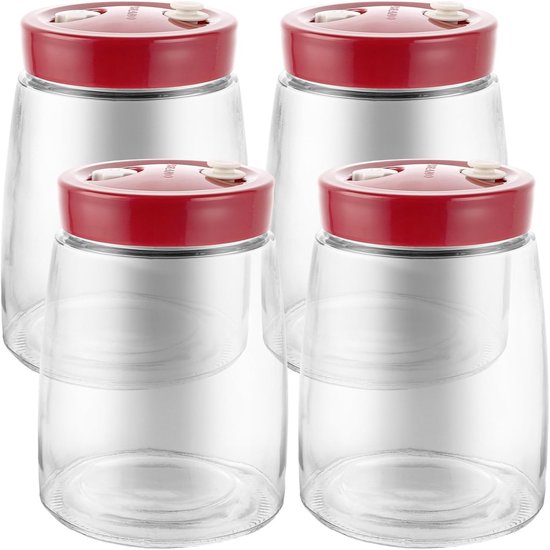 4 pieces fermentatieglas - 1.4 liter fermentatieglas met 1-weg luchtuitlaat - fermentatieglas voor kefir - kimchi - zuurkool - puistjes - overnight oats van Merkloos	