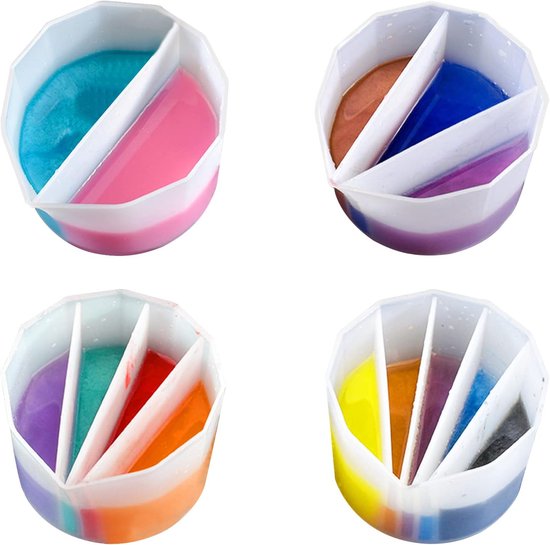 4 Pieces Silicone Casting Accessories - Split Cup Casting - 2/3/4/5 Channel Paint Casting - Split Cup Acrylic Casting Cup voor Casting Acrylic Paint Liquid Resin van Merkloos	