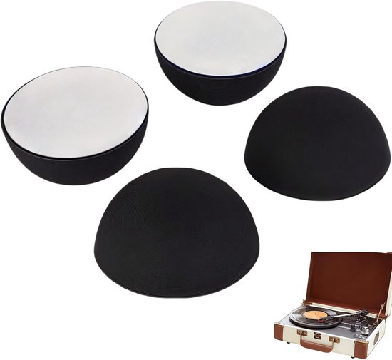 4 Silicone Semicircular Speakers - Self Adhesive Record Player Insulation Pads - Silicone Elastomer Damper voor Speaker - Elektronica - Tafelblad - Laptop Trays (Zwart) van huijukon