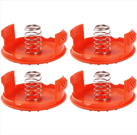 4 spoeldeksels + 4 vervangende veren - voor BLACK+DECKER RC-100-P grasmaaier - accessoires voor grasmaaiers - spoeldeksels en veren van Merkloos	