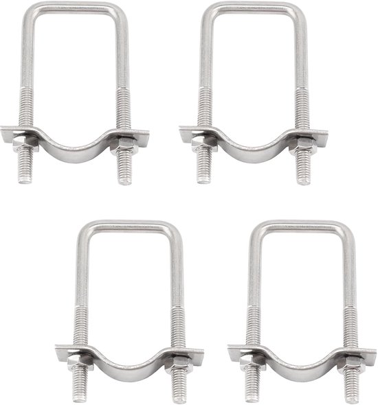 (4 stuks) 6x40x100mm 304 Rvs Vierkante U Bouten Pijpklemmen met Platen en Moeren Tuble Gesp Klem van Merkloos	
