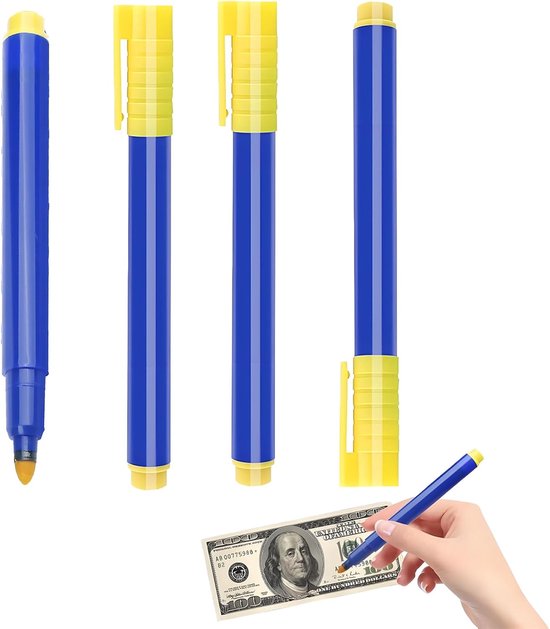 4 stuks bankbiljettencontrolepen - geldcontrolestift - valsemstift - voor echtheidscontrole van verschillende bankbiljetten en valuta van Merkloos	