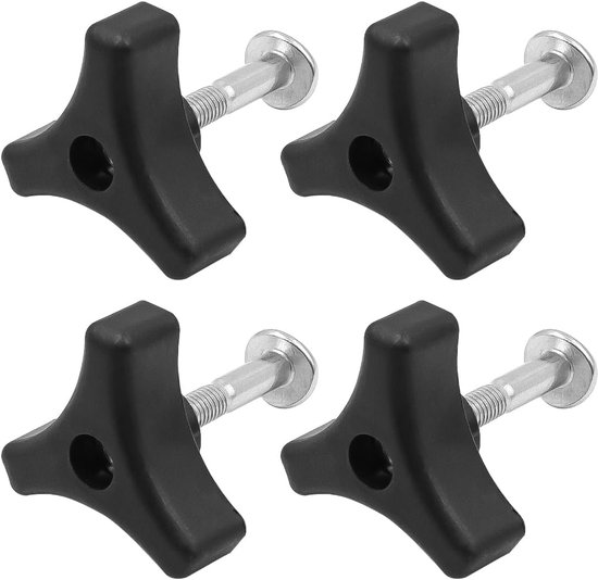 4 stuks delige set universele grasmaaierhandgrepen - vleugelmoeren en -bouten - grasmaaieraccessoires - reserveonderdelen voor tuinmachines - compatibel met de meeste leuninghandgreepmoeren van grasmaaiers - zwart van Merkloos	
