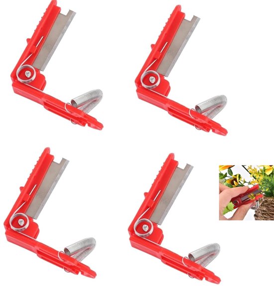 4 stuks - Keuken- en tuinvingersnijmes - duimsnijmesjes - mini-plantensnijmes - voor groenten, fruit en planten - rood - 52×21mm van Merkloos	