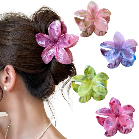 4 stuks kleurrijke bloem haarclips middelgrote bloem haarspelden dames antislip haarclips elegant haaraccessoires voor vrouwen meisjes