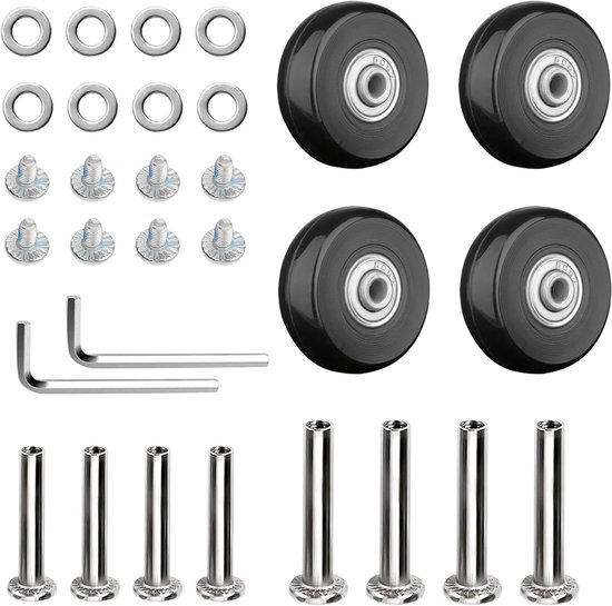 4 stuks koffer reservewielen - vervangende koffer wielen - zwart - 40 x 18mm van Willex