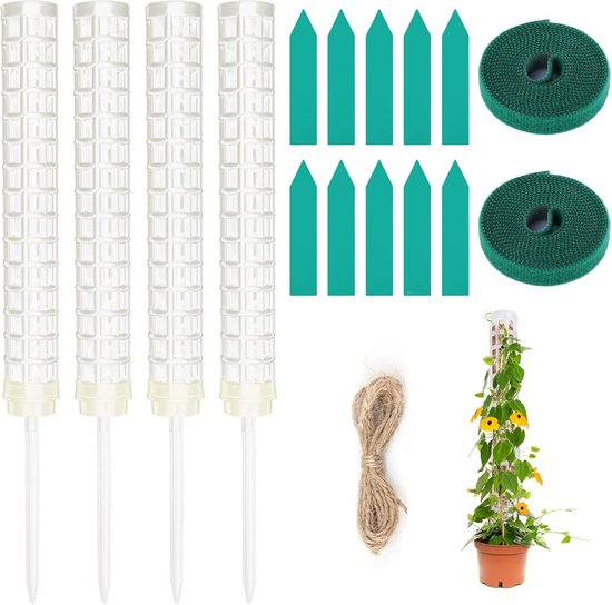 4 Stuks Kunststof Mospaal - Planten - Veenmosstok - Stapelbaar - Binnen Buiten - Klimplanten van Merkloos	