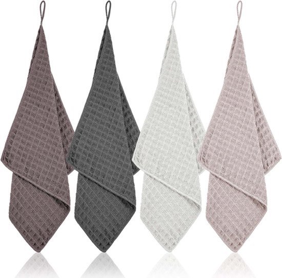 4 stuks microvezeldoeken, Barista-doek, afwasdoeken, wasbare theedoeken met poly-mesh schuurzijde, herbruikbare en voedselveilige vaatdoeken zonder plastic, 30 cm x 30 cm