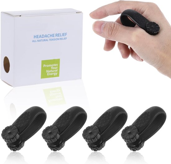 4 stuks migraine Relief Clip, Hoofdpijn Relief Producten, Zwarte Acupressuur Duimpunt Clips, Migraine Relief Apparaat, Spanning Hoofdpijn Relief Clip Geschenken voor Migraine Lijders van DONGSHEN
