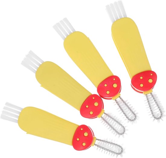 4 Stuks Multifunctionele Schoonmaakborstel met Ergonomische Antislip Handgreep voor Bekerdeksels Smalle Flessen Krappe Ruimtes Duurzaam Drogend voor Huiselijk Gebruik