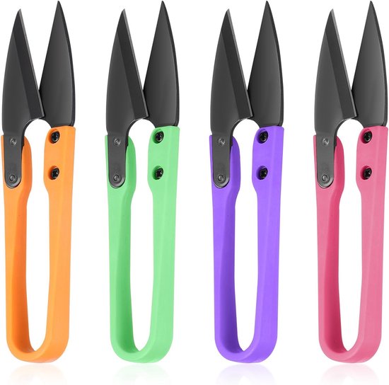 4 stuks oogstschaar, snoeischaar, mini-bonsai-schaar, kleine plantenschaar, groeiaccessoires, naadscheider, gecoate premium roestvrij stalen rozenschaar, bonsai-gereedschap, draadschaar van Merkloos	