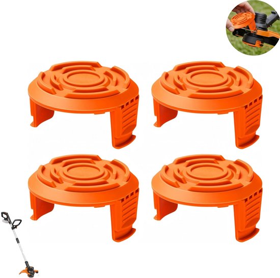 4 stuks - Spoelkop voor grasmaaier - Vervangende spoelkap voor grasmaaier - Oranje spoeldop - Vervangende spoeldop voor grasmaaier - Grasmaaieraccessoires - Geschikt voor Worx grasmaaiers
