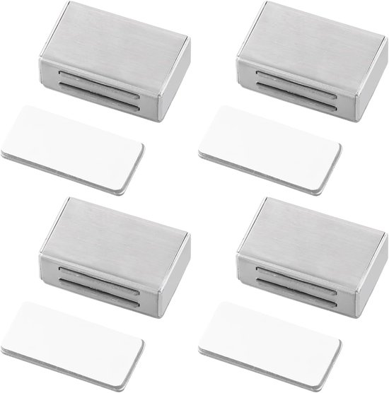 4 stuks sterke roestvrijstalen magnetische deursluitingen - zelfklevend - geen boren - deurmagneten voor kastdeuren en meubels (klein) van Merkloos	