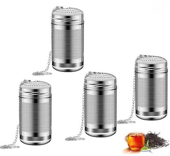 4 stuks - thee theezeef - thee theezef - RVS theefilter - kruidenei - kruidenfilter - roestvrijstalen theefilter -multifunctioneel - voor het zetten van thee, het bereiden van soepmixen, het maken van pekelmandjes —7*3 cm