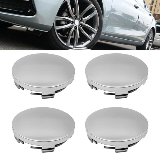 4 stuks universele ABS-naafdoppen - auto-accessoires - wieldoppen met gepolijst oppervlak - naafdoppen (zilver, OD 60 mm ID 56 mm) van Merkloos	