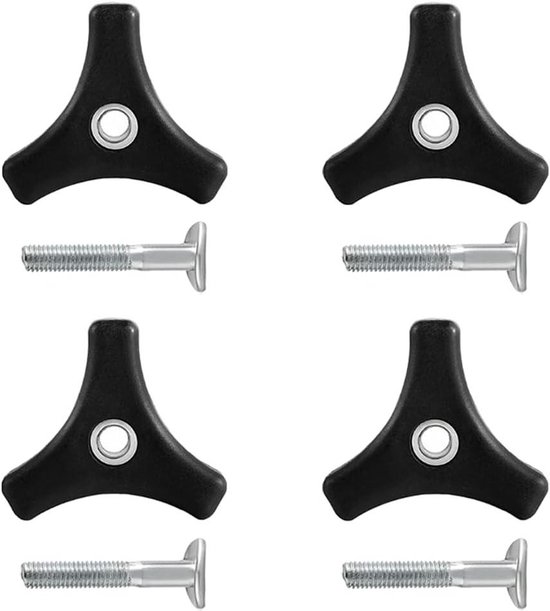 4 stuks universele kunststof grasmaaier handvat knoppen, moeren en bouten - Vleugelmoer en drievoudige hoek maaier handvat bouten - Grasmaaier onderdelen en accessoires van FixPart
