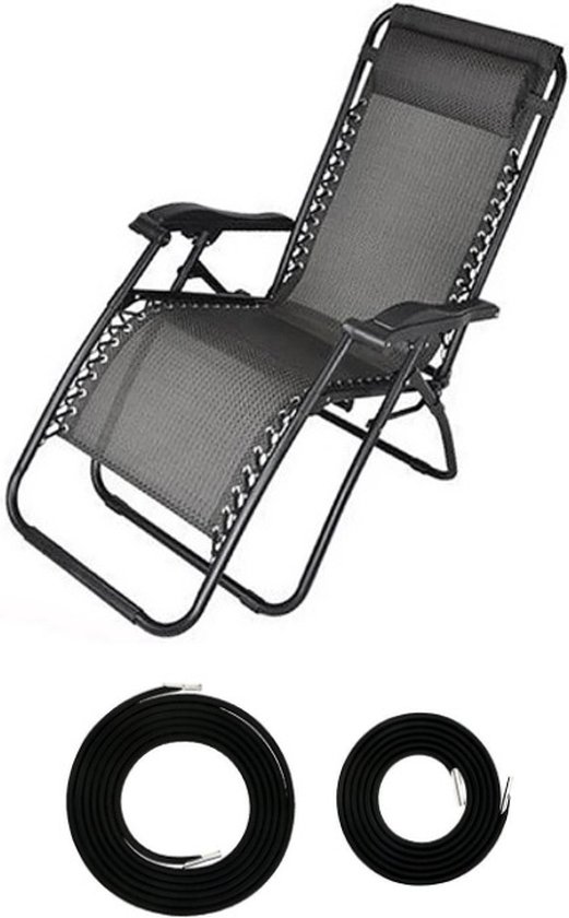 4 stuks Vervangings Elastiek voor Ligstoel - Zwart - Elastisch Koord voor Relaxstoel - Reparatie Elastiek van Vabo Brüder