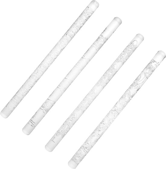 4 Style Embossing Acrylic Rolling Pin - 6.3" Pastry Roller - met Patronen voor Bakken - Fondant - Suiker - Cake Decoratie van Merkloos	