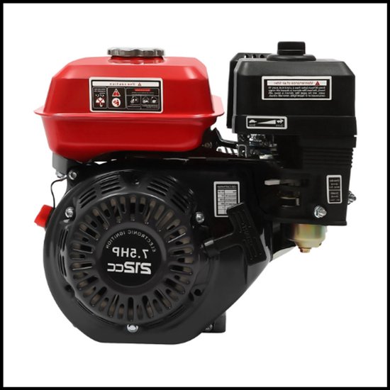 4-Takt 212cc Benzinemotor – 7,5 HP 4000W – 3600 RPM Enkelcilinder – Handstart – Nylon Camshaft – Koelsysteem met Ventilator – Brandstoftank 0,95 Gal – Duurzaam & Krachtig – Universeel Toepasbaar voor Machines van Merkloos	