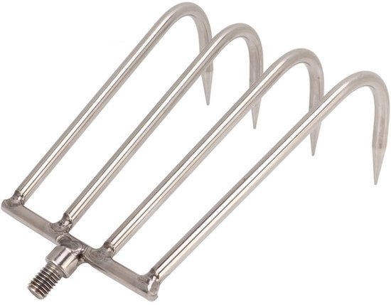 4 Tanden Handhark, RVS Universele 8mm Struikhark Klein en Lichtgewicht Gemakkelijk te Dragen Tuinhark Aquatische Onkruidhark Handhark voor Vissen in Beekjes Vijvers Meren Rivieren(L) van Merkloos	