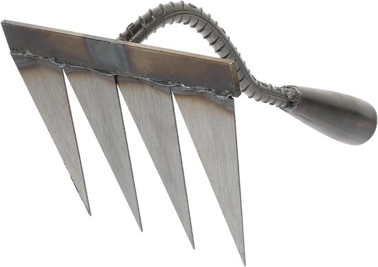 4-tands gazonhark voor tuinieren, onkruid verwijderen, zware metalen tandenhark, vilt verwijderen, onkruid verwijderen, oppervlaktehark, stenen, grind, universele cultivatorhark