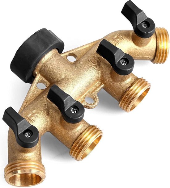 4-weg tuin messing slang splitter met snelle connector - tuin irrigatie tool - individuele aan/uit kleppen - eenvoudig te installeren - keuken buiten waterdistributeur van Kokido
