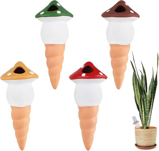 4 x Clay Cone Irrigation Systeem, Paddenvorm Kleibollen voor Automatische Plantverzorging, 125 ml